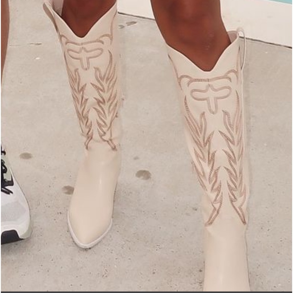 Cowboy boots white knee high
